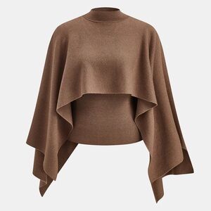 Brown Draped Cape Sweater